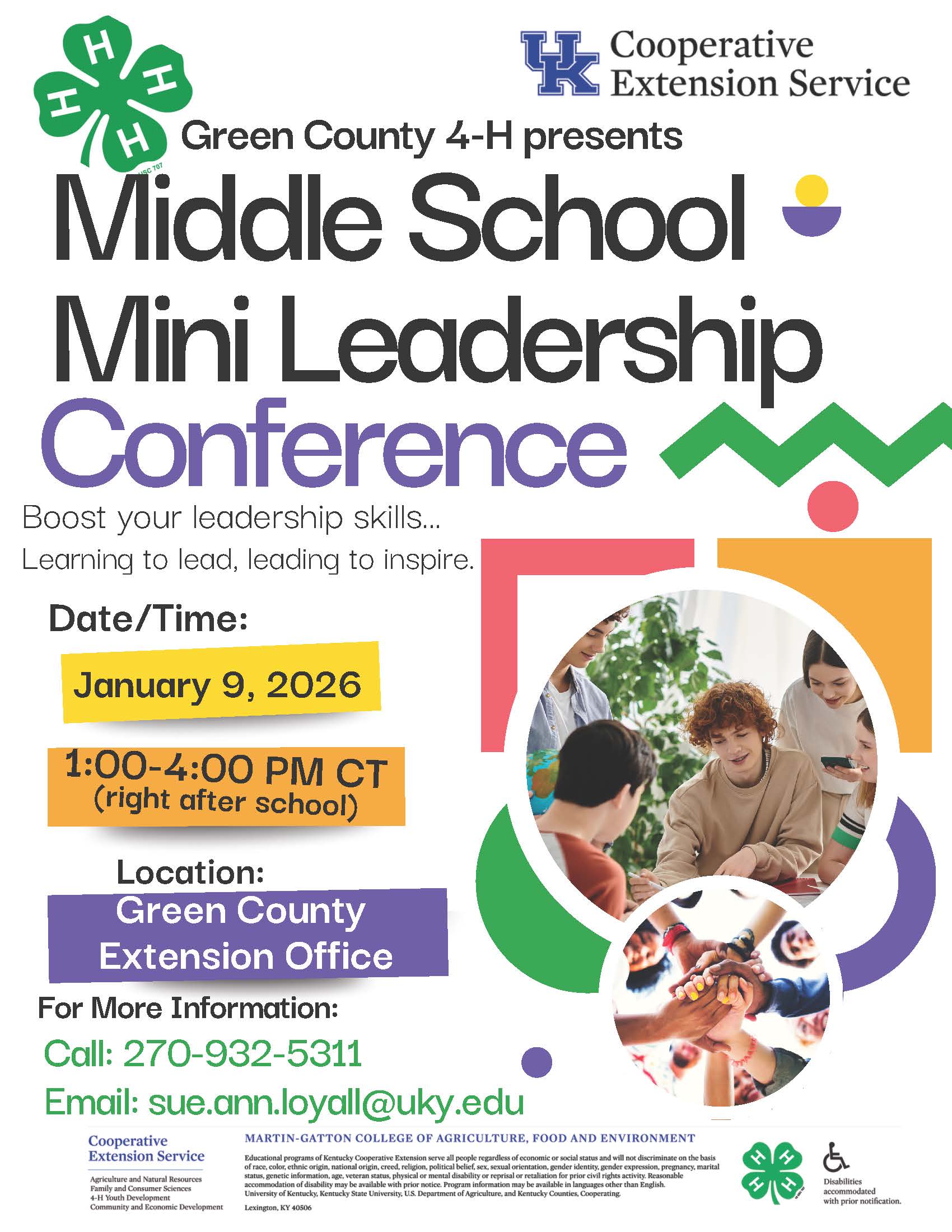 GreenCounty4-HMiddleSchoolMiniLeadershipConferenceFlyer